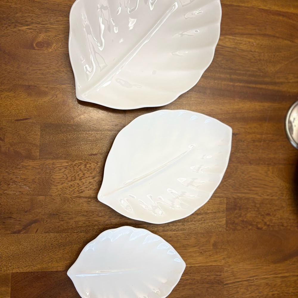 Crate&Barrel White Leaf-Shaped Platters